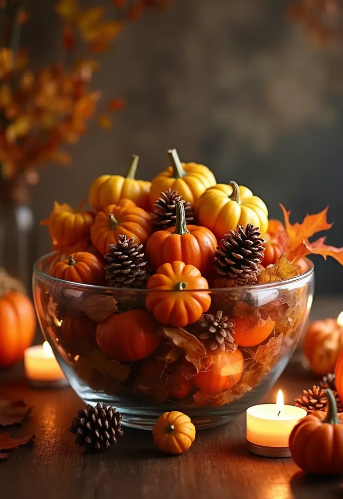 28 Glass Bowl Centerpiece Ideas for Every Season 1 28 Glass Bowl Centerpiece Ideas for Every Season - 1. Autumn Harvest Delight