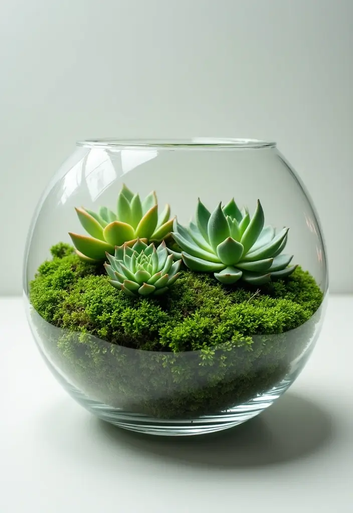28 Glass Bowl Centerpiece Ideas for Every Season 57 28 Glass Bowl Centerpiece Ideas for Every Season - 15. Textured Moss and Succulents