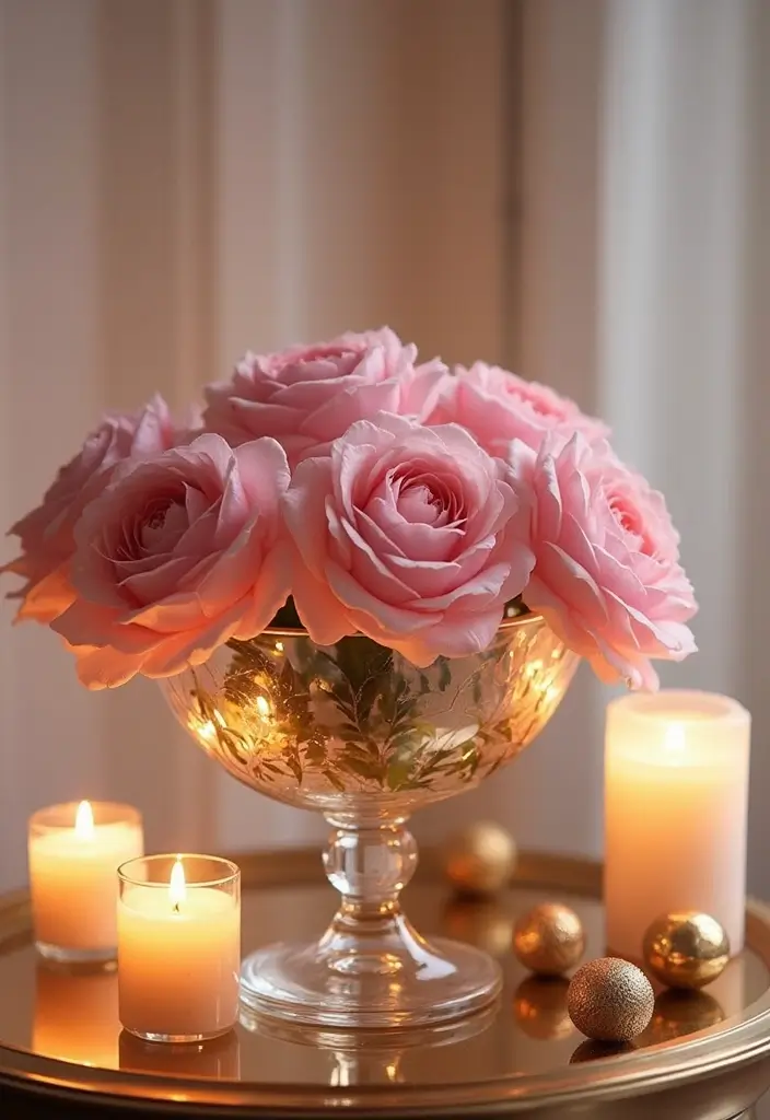 28 Glass Bowl Centerpiece Ideas for Every Season 59 28 Glass Bowl Centerpiece Ideas for Every Season - 17. Pink and Gold Glam