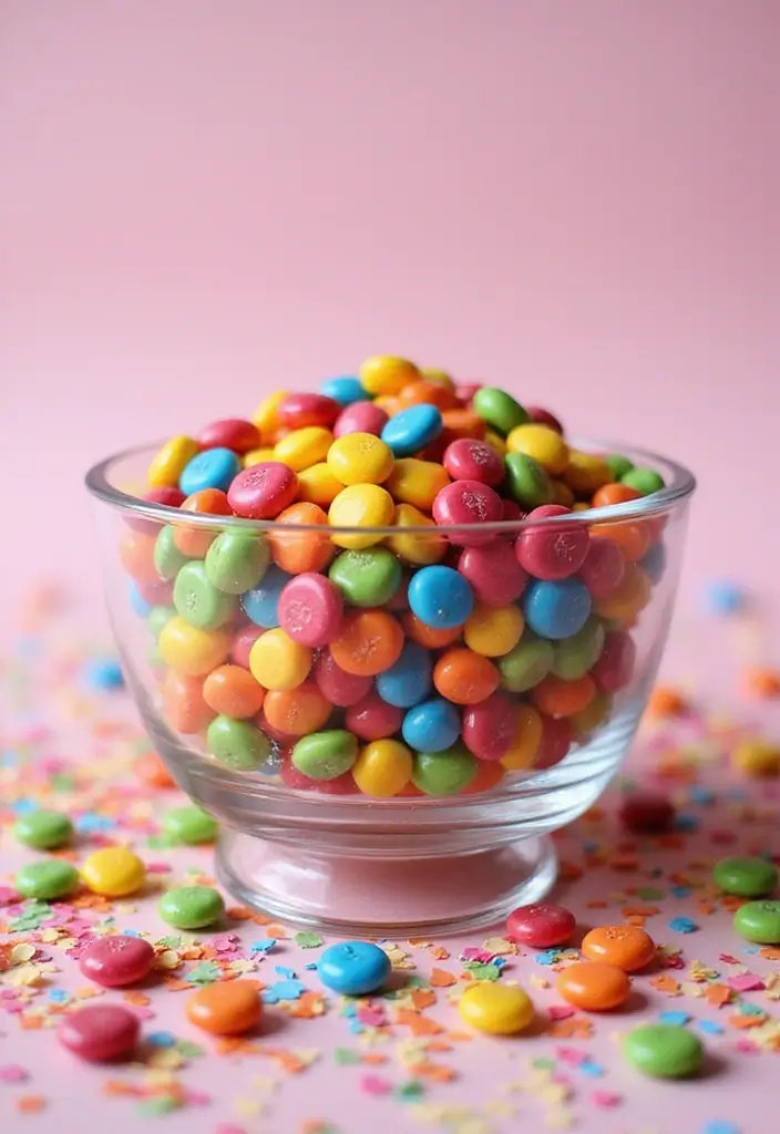 28 Glass Bowl Centerpiece Ideas for Every Season 60 28 Glass Bowl Centerpiece Ideas for Every Season - 18. Whimsical Candy Bowl