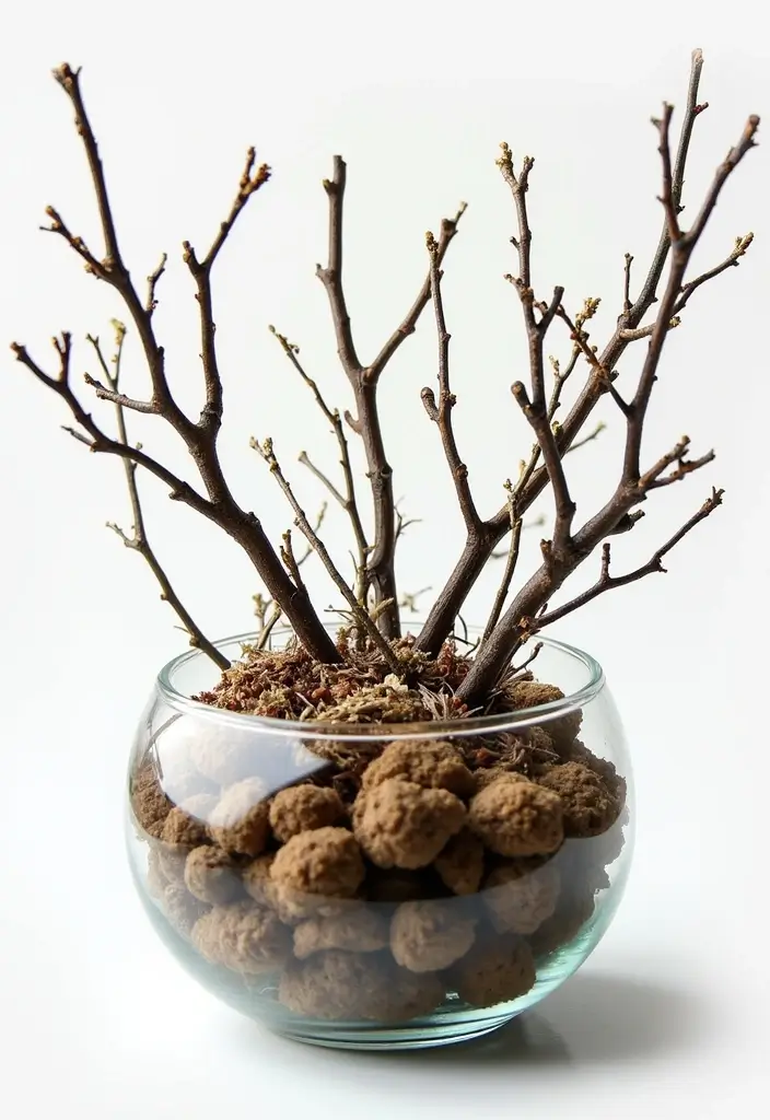 28 Glass Bowl Centerpiece Ideas for Every Season 71 28 Glass Bowl Centerpiece Ideas for Every Season - 21. Rustic Charm with Twigs