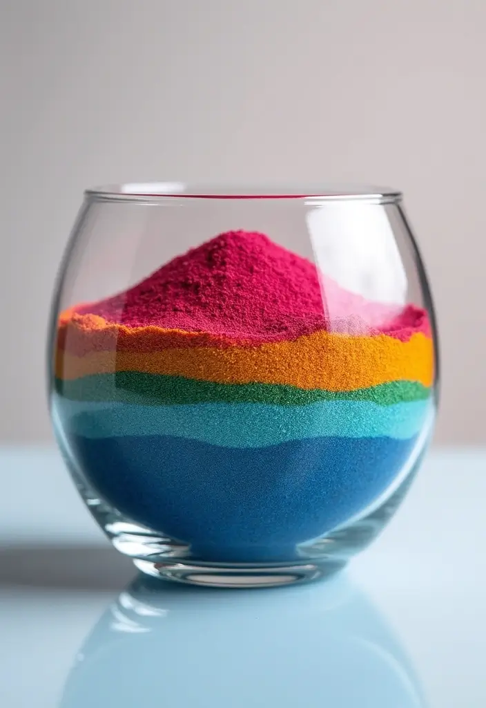 28 Glass Bowl Centerpiece Ideas for Every Season 72 28 Glass Bowl Centerpiece Ideas for Every Season - 22. Layered Colors of Sand