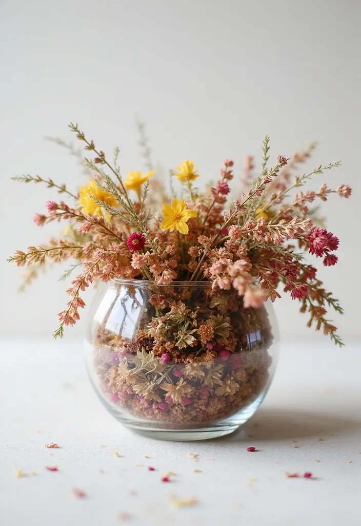 28 Glass Bowl Centerpiece Ideas for Every Season 75 28 Glass Bowl Centerpiece Ideas for Every Season - 23. Elegant Dried Floral Arrangements