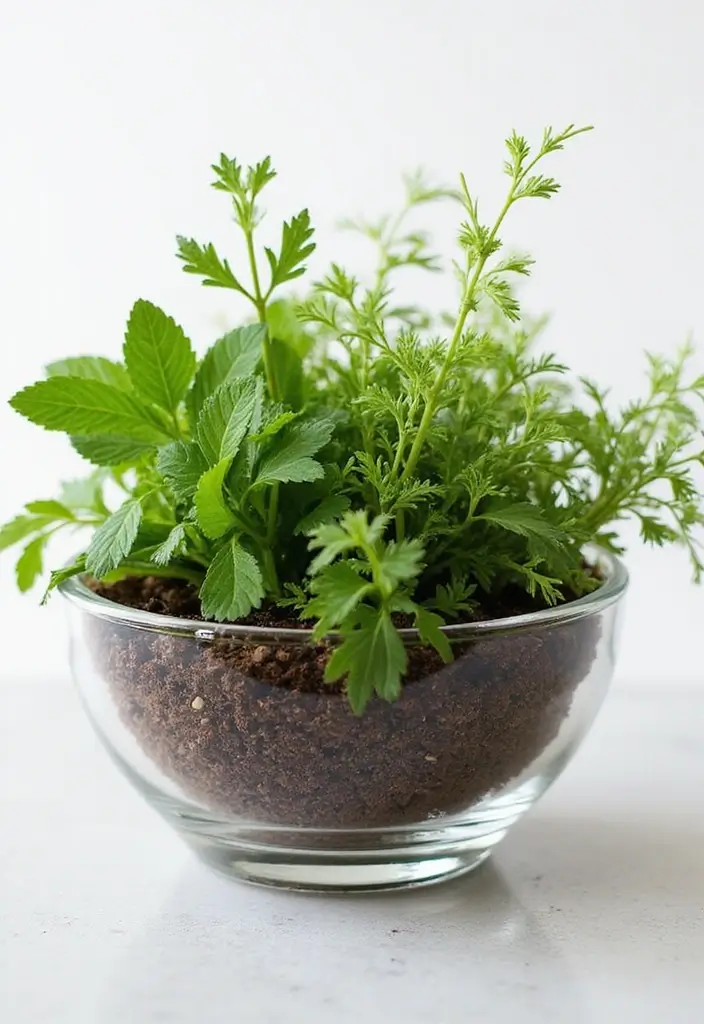 28 Glass Bowl Centerpiece Ideas for Every Season 81 28 Glass Bowl Centerpiece Ideas for Every Season - 25. Seasonal Herb Garden