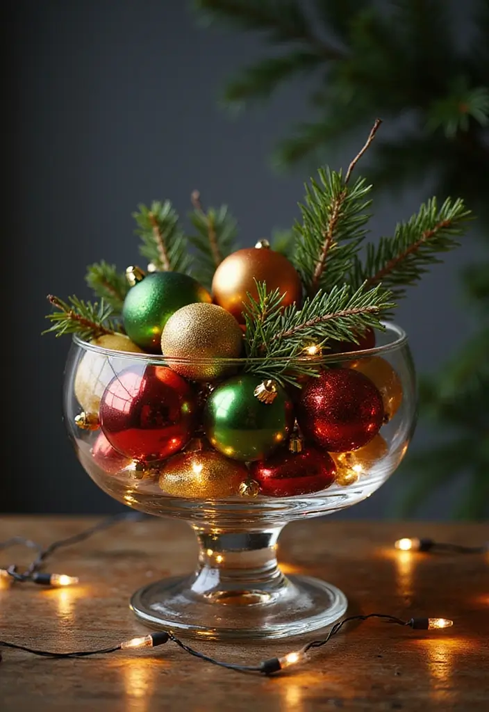 28 Glass Bowl Centerpiece Ideas for Every Season 23 28 Glass Bowl Centerpiece Ideas for Every Season - 5. Holiday Cheer
