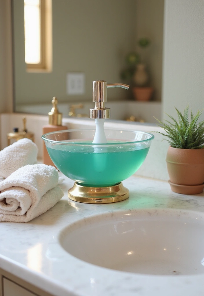 28 Glass Bowl DIY Decor Ideas for Stunning Handmade Projects 28 28 Glass Bowl DIY Decor Ideas for Stunning Handmade Projects - 10. Glass Bowl Soap Dispenser