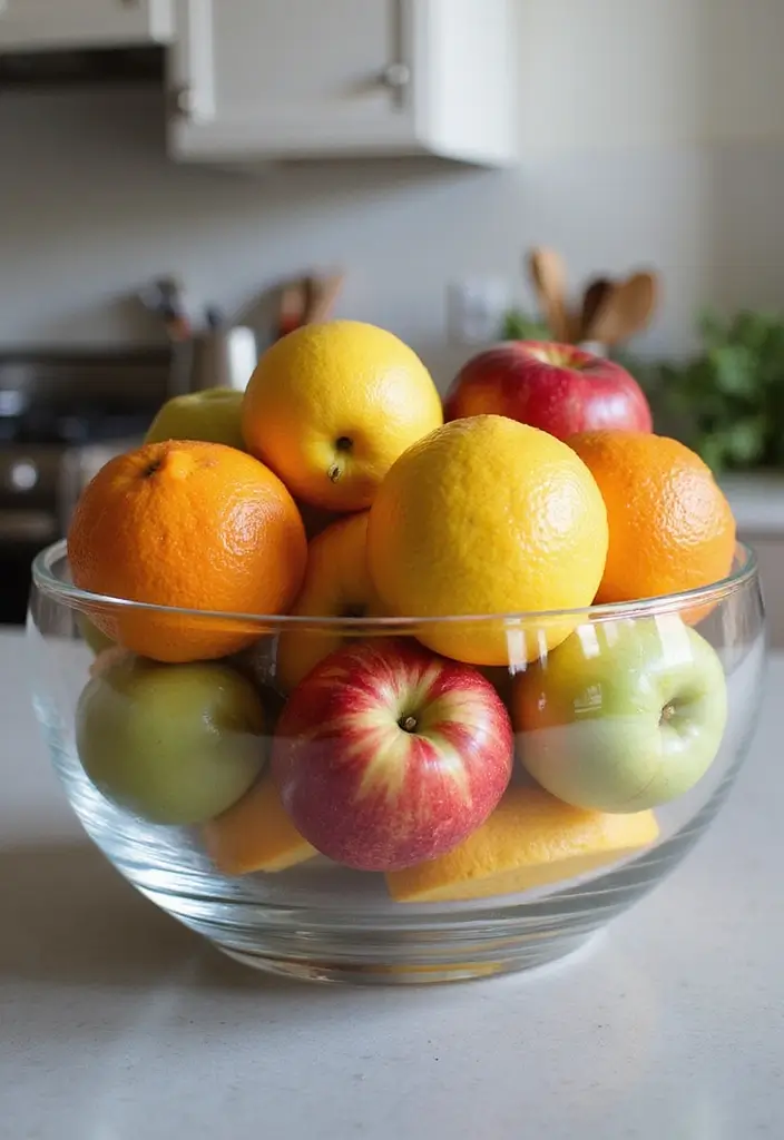 28 Glass Bowl DIY Decor Ideas for Stunning Handmade Projects 12 28 Glass Bowl DIY Decor Ideas for Stunning Handmade Projects - 6. Glass Bowl Fruit Display