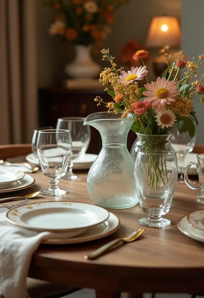 28 Glass Water Jug Decor Ideas for Kitchen and Dining Spaces - 1. The Classic Centerpiece