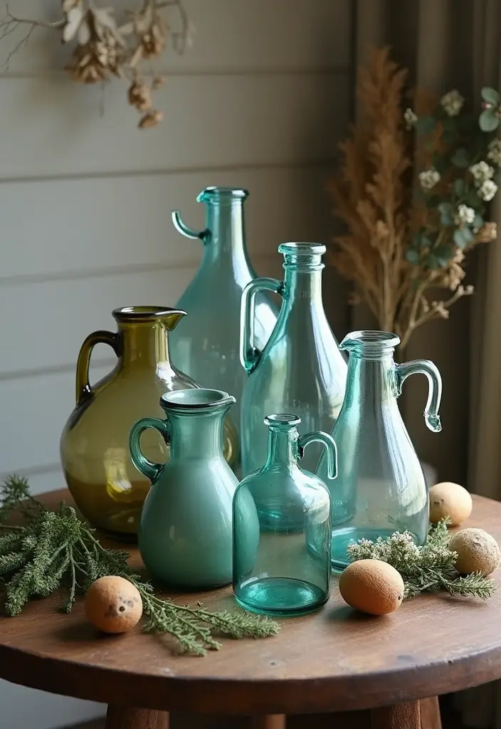 28 Glass Water Jug Decor Ideas for Kitchen and Dining Spaces - 14. Grouping for Impact
