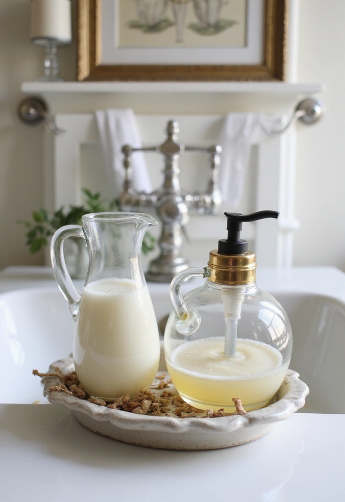 28 Glass Water Jug Decor Ideas for Kitchen and Dining Spaces - 15. Jugs as Bathroom Decor