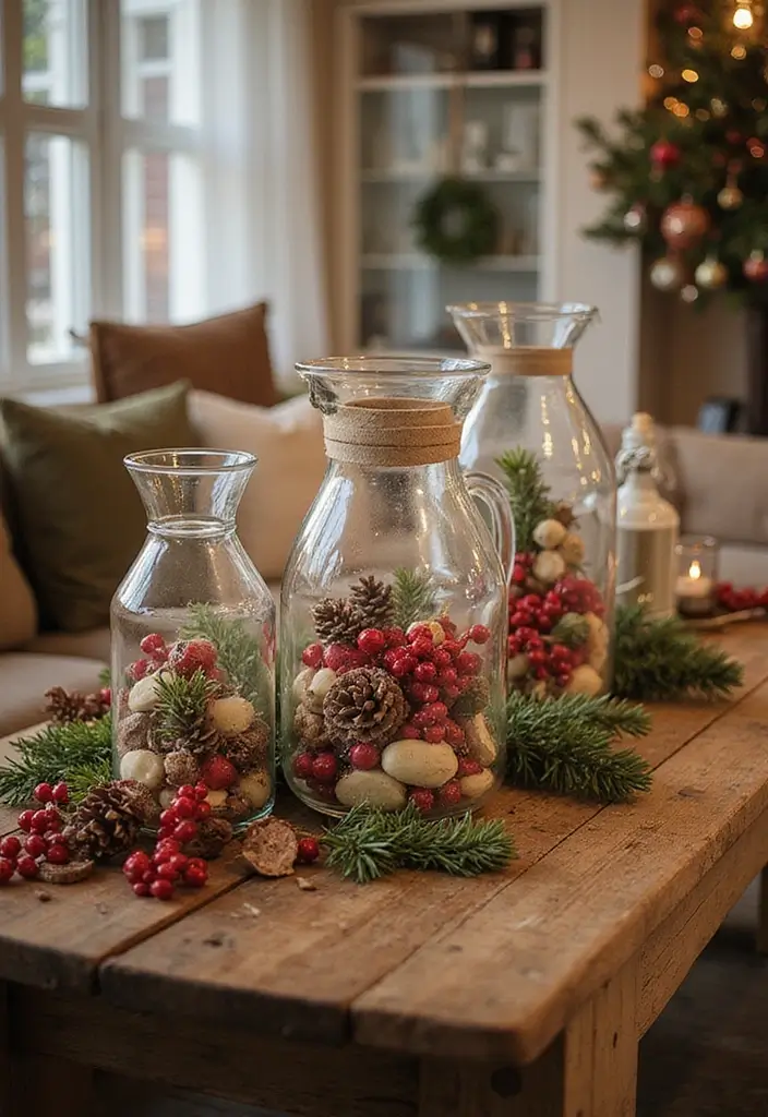 28 Glass Water Jug Decor Ideas for Kitchen and Dining Spaces - 16. Holiday-Themed Decor