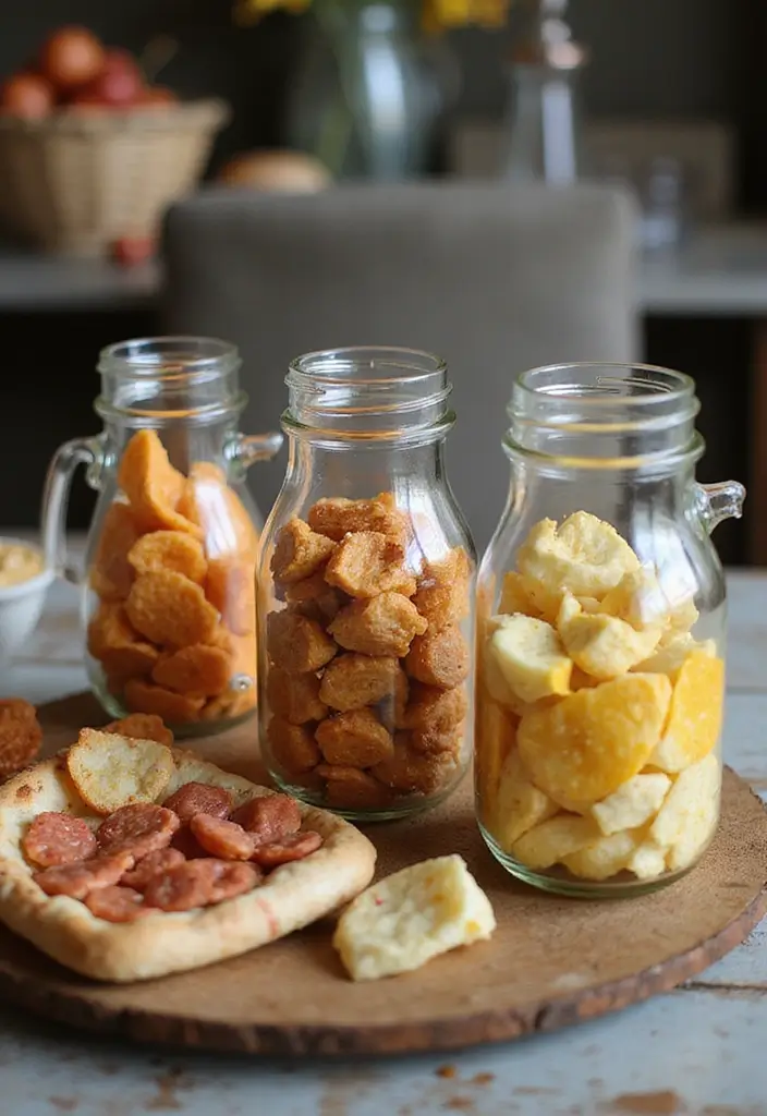 28 Glass Water Jug Decor Ideas for Kitchen and Dining Spaces - 22. Jugs as Snack Holders