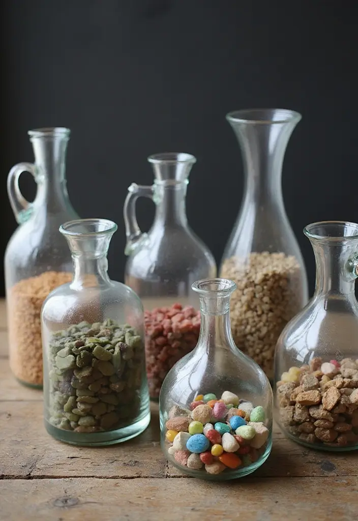28 Glass Water Jug Decor Ideas for Kitchen and Dining Spaces - 9. Decorative Filler Ideas