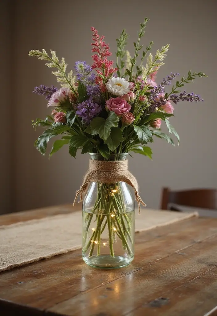 28 Large Glass Jug Decor Ideas for Rustic and Modern Styles 1 28 Large Glass Jug Decor Ideas for Rustic and Modern Styles - 1. Rustic Farmhouse Centerpiece