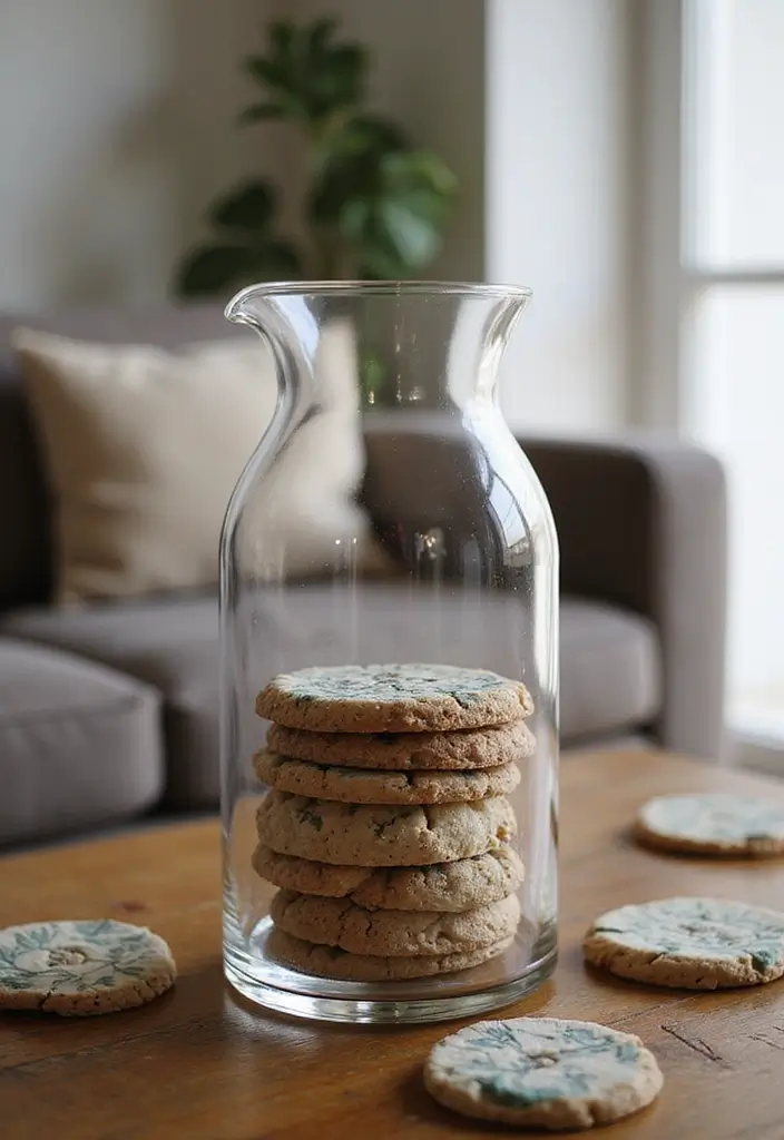 28 Large Glass Jug Decor Ideas for Rustic and Modern Styles 95 28 Large Glass Jug Decor Ideas for Rustic and Modern Styles - 21. Large Glass Jug Coasters Holder