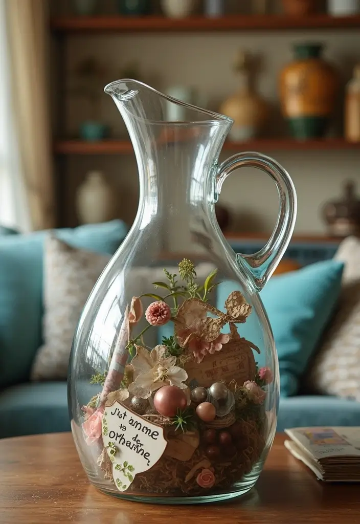 28 Large Glass Jug Decor Ideas for Rustic and Modern Styles 104 28 Large Glass Jug Decor Ideas for Rustic and Modern Styles - 28. Personalized Family Heritage Display
