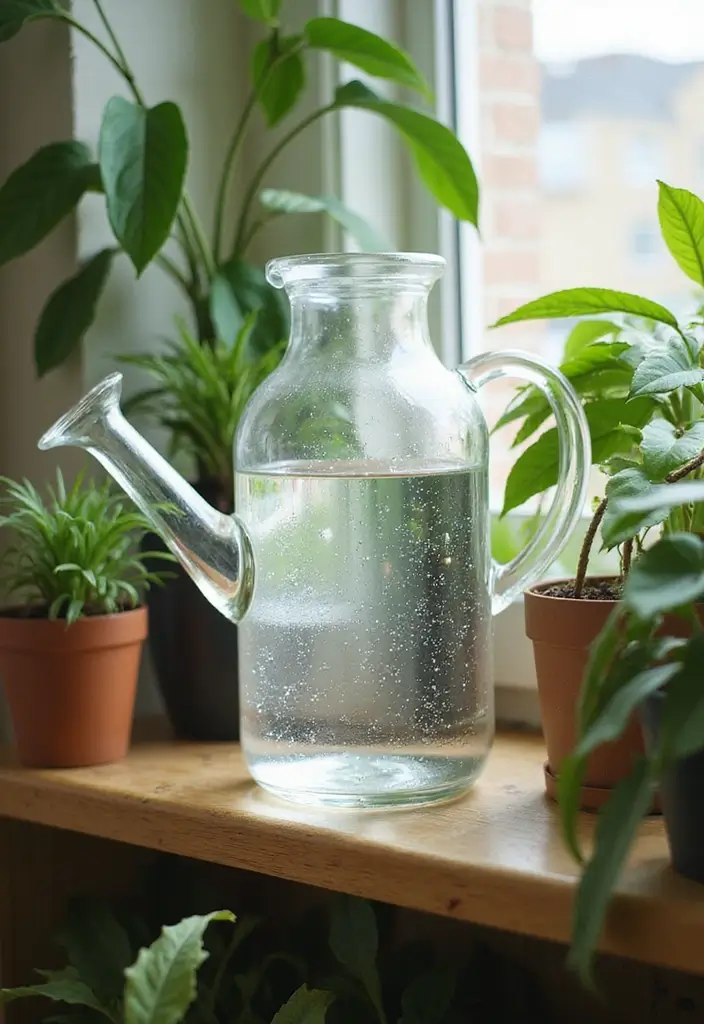 28 Large Glass Jug Decor Ideas for Rustic and Modern Styles 15 28 Large Glass Jug Decor Ideas for Rustic and Modern Styles - 3. Upcycled Jug Watering Can