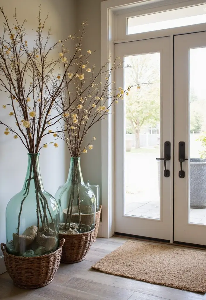 28 Large Glass Jug Decor Ideas for Rustic and Modern Styles 55 28 Large Glass Jug Decor Ideas for Rustic and Modern Styles - 9. Unique Entryway Decor