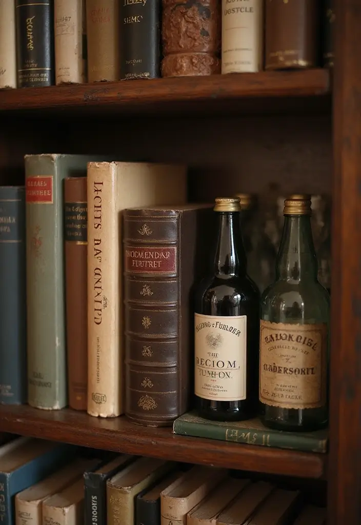 28 Vintage Glass Bottle Decor Ideas That Tell a Story - 10. Vintage Glass Bottle Bookends