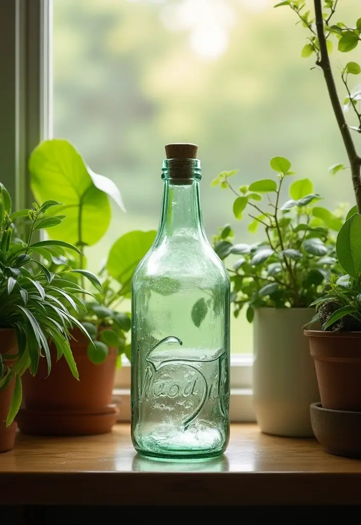 28 Vintage Glass Bottle Decor Ideas That Tell a Story - 11. Vintage Glass Bottle Watering Can