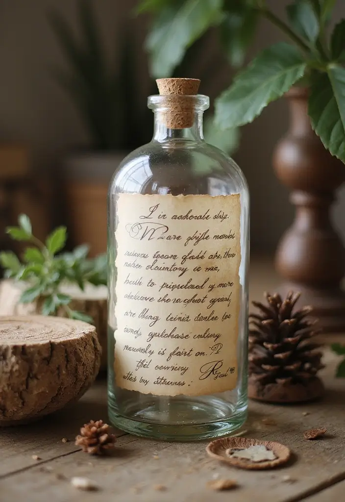 28 Vintage Glass Bottle Decor Ideas That Tell a Story - 16. Vintage Bottle Message Holder