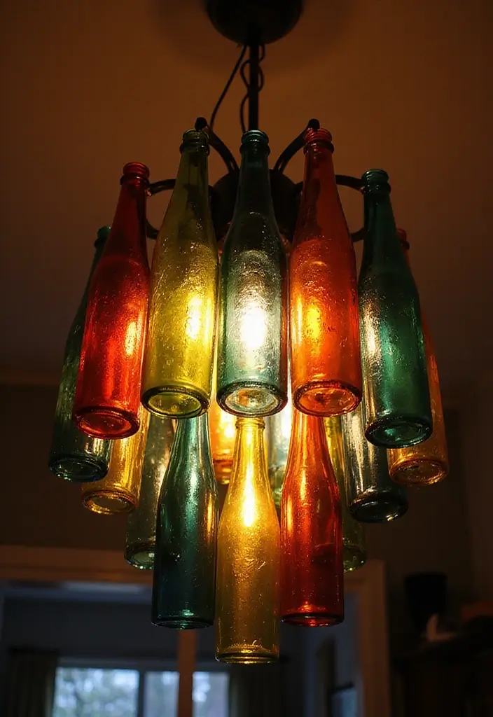 28 Vintage Glass Bottle Decor Ideas That Tell a Story - 6. Vintage Glass Bottle Chandelier