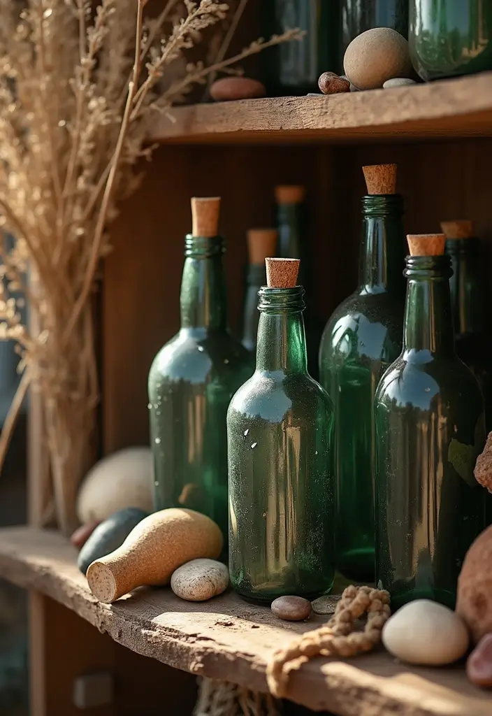28 Vintage Glass Bottle Decor Ideas That Tell a Story - 7. Decorative Bottle Clusters