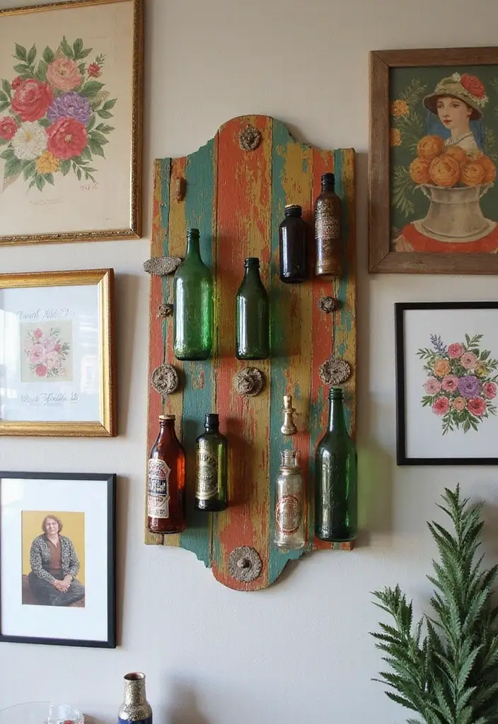 28 Vintage Glass Bottle Decor Ideas That Tell a Story - 8. Vintage Bottle Wall Art