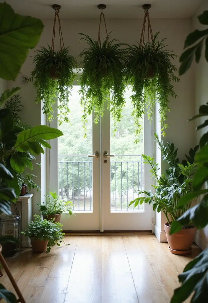 30 Above Sliding Glass Door Decor Ideas to Fill That Empty Space 1 30 Above Sliding Glass Door Decor Ideas to Fill That Empty Space - 1. Lush Hanging Plants