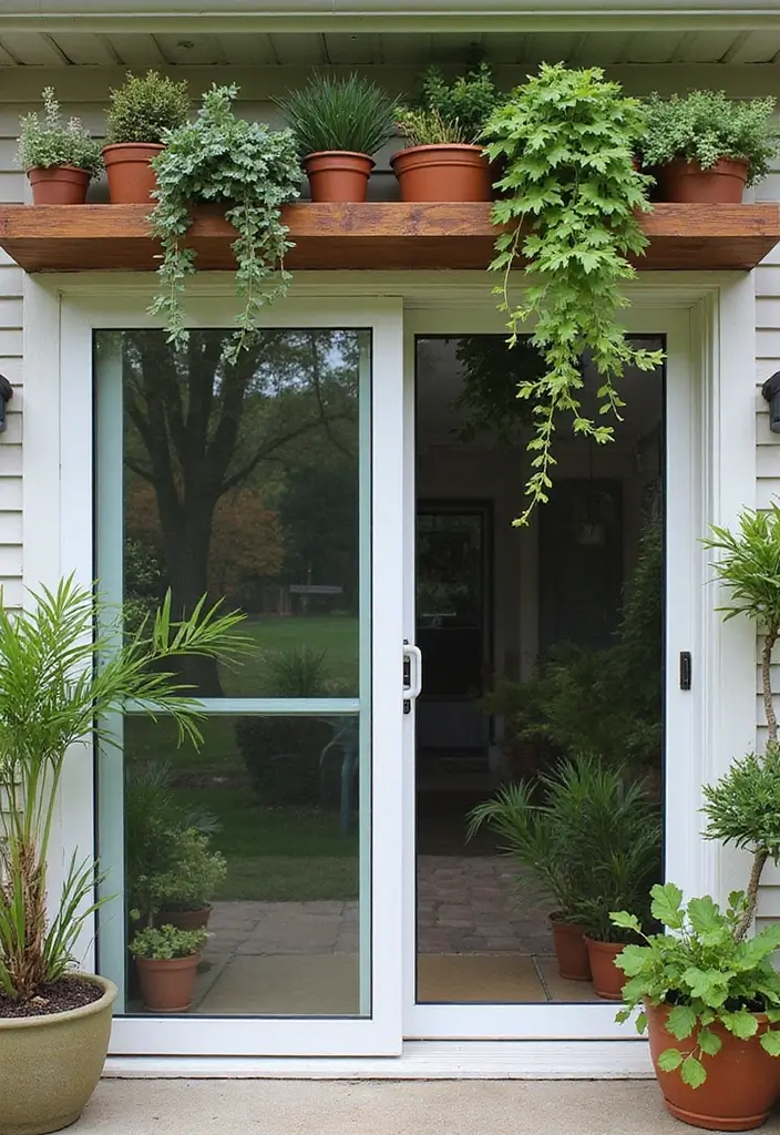 30 Above Sliding Glass Door Decor Ideas to Fill That Empty Space 37 30 Above Sliding Glass Door Decor Ideas to Fill That Empty Space - 13. Potted Plant Display
