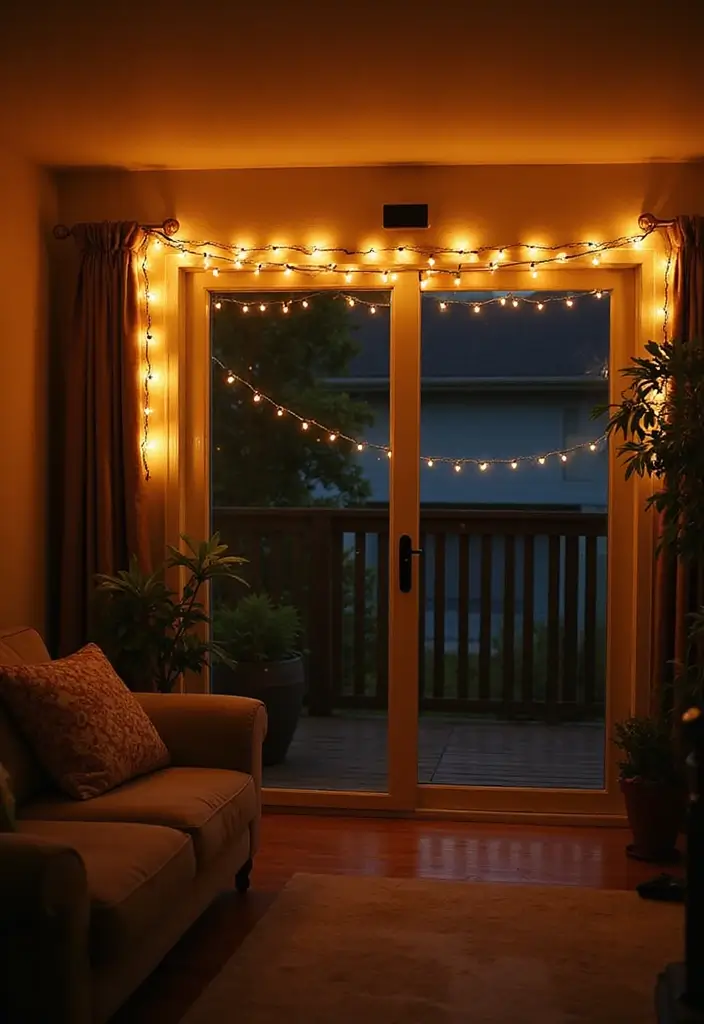 30 Above Sliding Glass Door Decor Ideas to Fill That Empty Space 66 30 Above Sliding Glass Door Decor Ideas to Fill That Empty Space - 24. Solar-Powered Fairy Lights