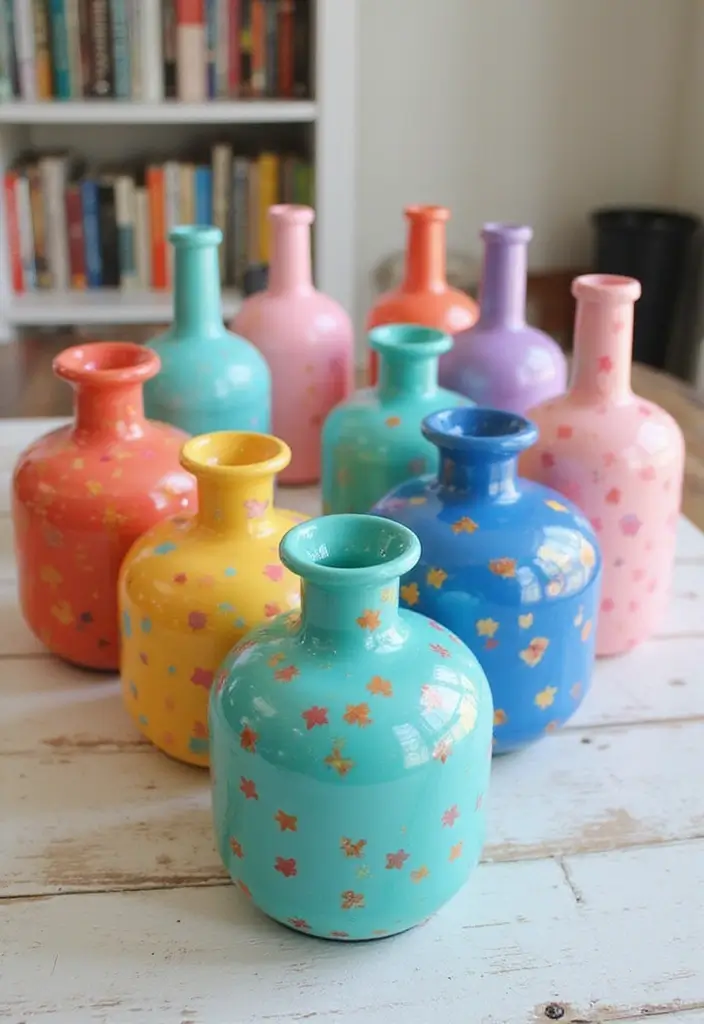 30 Colored Glass Vase Decor Ideas for Vibrant Home Accents 39 30 Colored Glass Vase Decor Ideas for Vibrant Home Accents - 11. DIY Painted Vases