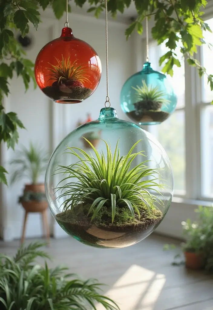 30 Colored Glass Vase Decor Ideas for Vibrant Home Accents 8 30 Colored Glass Vase Decor Ideas for Vibrant Home Accents - 2. Hanging Glass Orbs
