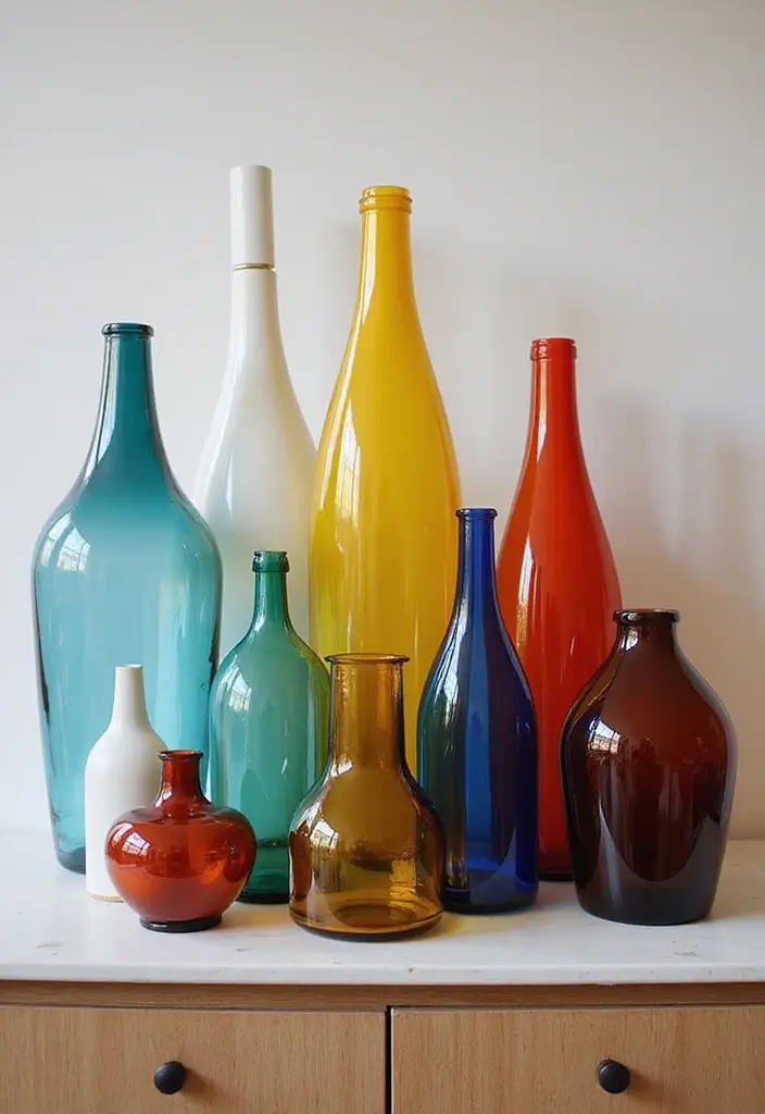 30 Colored Glass Vase Decor Ideas for Vibrant Home Accents 114 30 Colored Glass Vase Decor Ideas for Vibrant Home Accents - 26. Layered Color Blocks