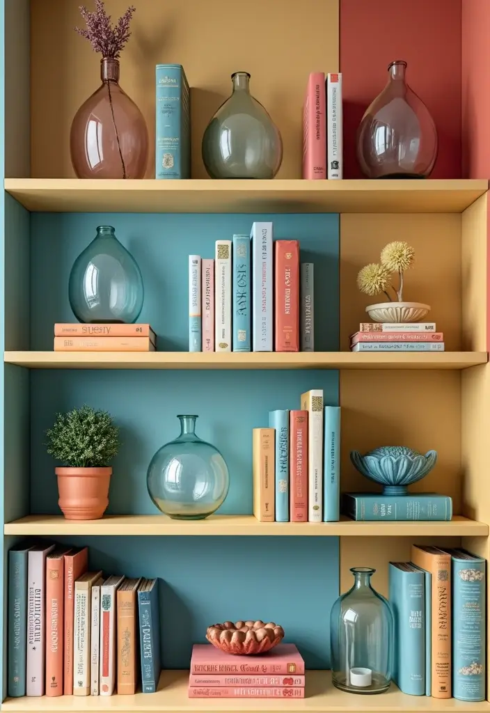 30 Colored Glass Vase Decor Ideas for Vibrant Home Accents 122 30 Colored Glass Vase Decor Ideas for Vibrant Home Accents - 28. Colorful Bookends