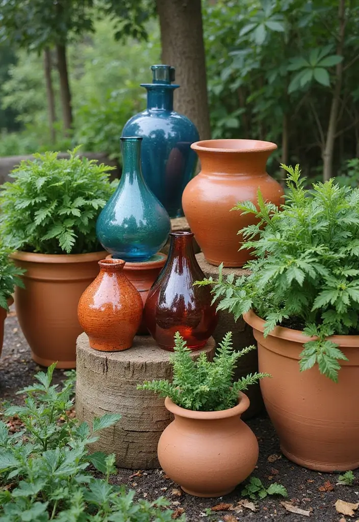 30 Colored Glass Vase Decor Ideas for Vibrant Home Accents 11 30 Colored Glass Vase Decor Ideas for Vibrant Home Accents - 5. Terracotta and Glass Fusion