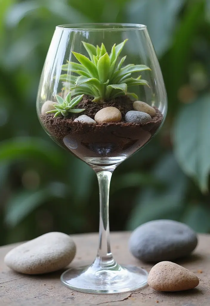 30 Giant Wine Glass Decor Ideas for Playful Centerpieces 51 30 Giant Wine Glass Decor Ideas for Playful Centerpieces - 19. Enchanted Glass Terrarium