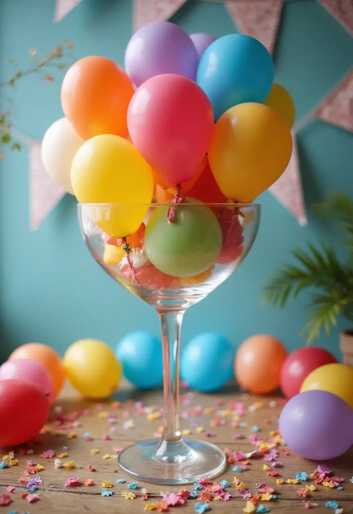 30 Giant Wine Glass Decor Ideas for Playful Centerpieces 13 30 Giant Wine Glass Decor Ideas for Playful Centerpieces - 7. Bright Balloon Bouquets