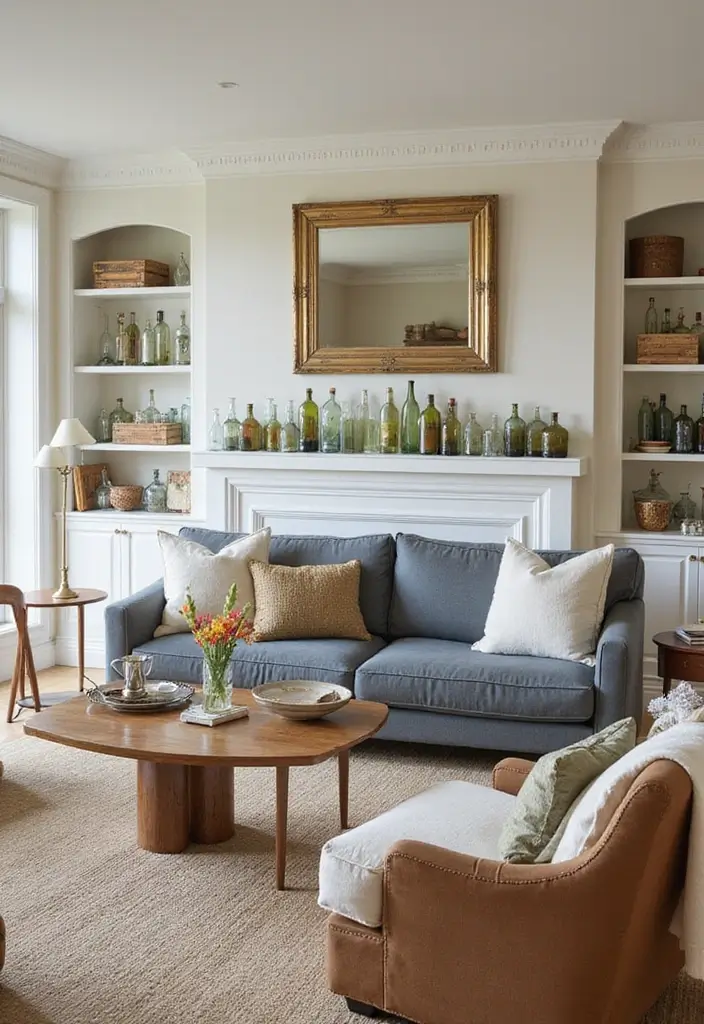 30+ Glass Bottle Decor Ideas for Chic Living Rooms - 10. Decorative Bottle Accents