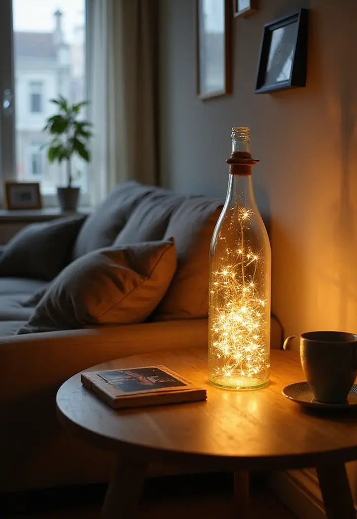 30+ Glass Bottle Decor Ideas for Chic Living Rooms - 11. DIY Glass Bottle Lamp