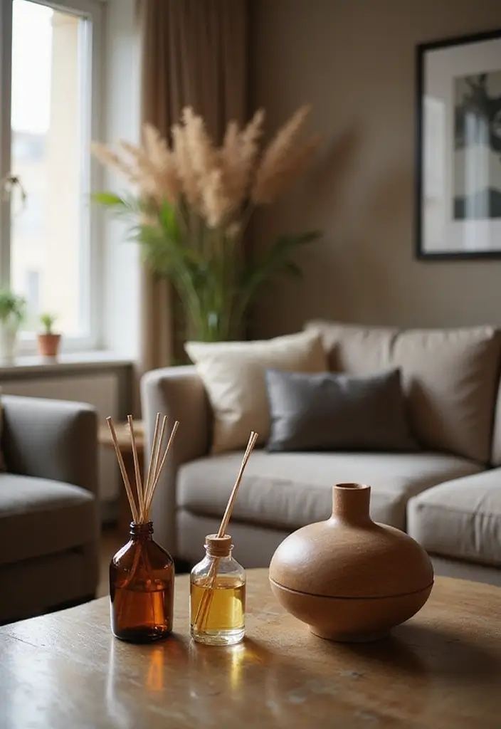 30+ Glass Bottle Decor Ideas for Chic Living Rooms - 13. Scented Bottle Diffusers