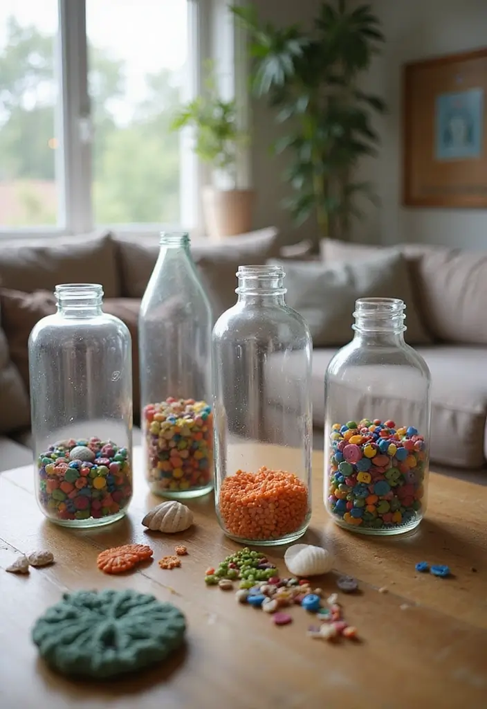 30+ Glass Bottle Decor Ideas for Chic Living Rooms - 25. Educational Bottle Displays
