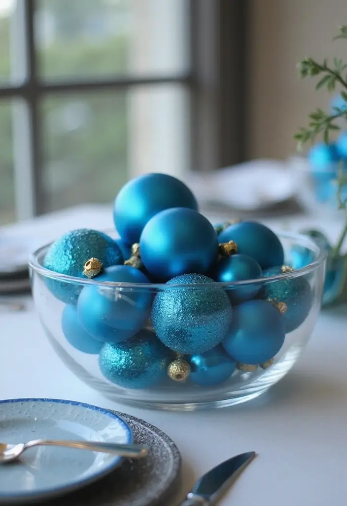 30+ Glass Bowl Centerpiece Ideas with Ornaments for a Christmas Glow - 9. Stylish Monochrome Theme