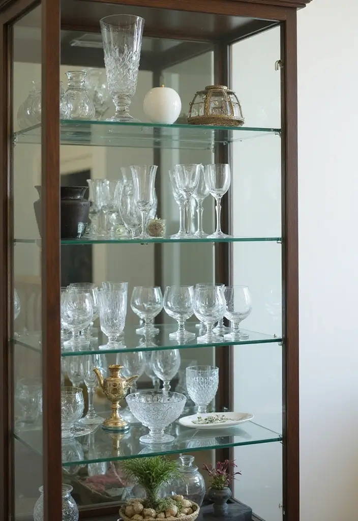 30 Glass Cabinet Decor Ideas to Showcase Your Collections 2 30 Glass Cabinet Decor Ideas to Showcase Your Collections - 2. Play with Height