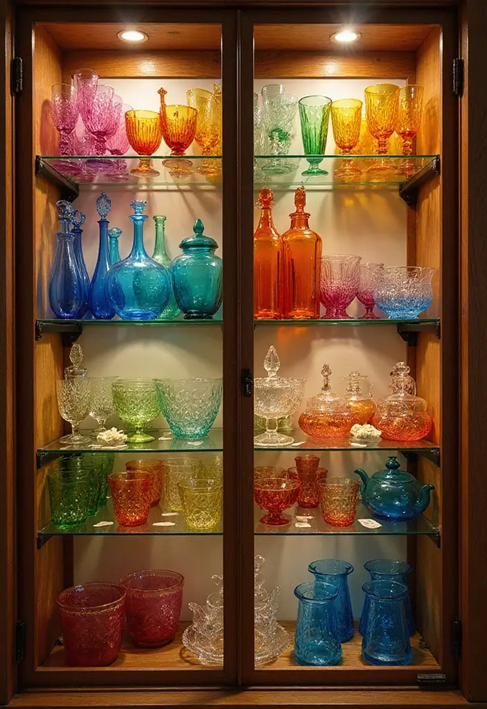 30 Glass Cabinet Decor Ideas to Showcase Your Collections 68 30 Glass Cabinet Decor Ideas to Showcase Your Collections - 24. Add a Pop of Color