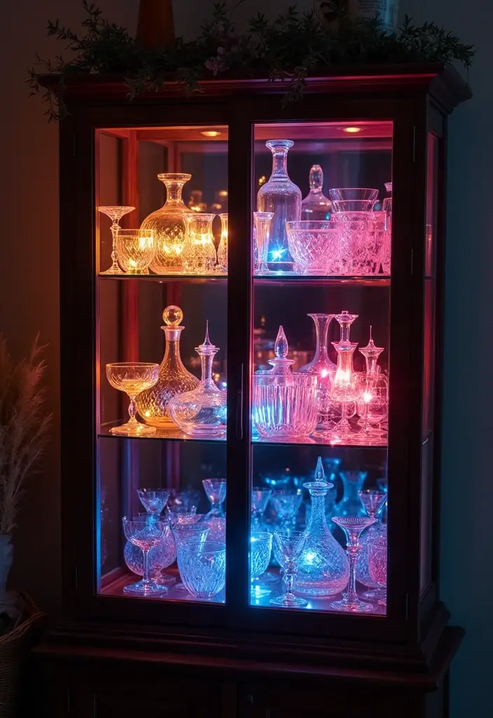 30 Glass Cabinet Decor Ideas to Showcase Your Collections 71 30 Glass Cabinet Decor Ideas to Showcase Your Collections - 27. Play with Illumination Effects