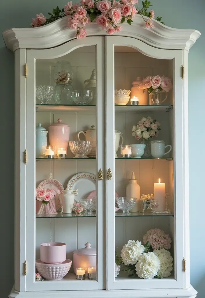 30 Glass Cabinet Decor Ideas to Showcase Your Collections 20 30 Glass Cabinet Decor Ideas to Showcase Your Collections - 8. Add Seasonal Elements