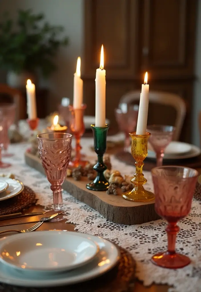 30+ Glass Candle Holder Decor Ideas That Feel Warm and Cozy 1 30+ Glass Candle Holder Decor Ideas That Feel Warm and Cozy - 1. Vintage Glass Goblet Holders