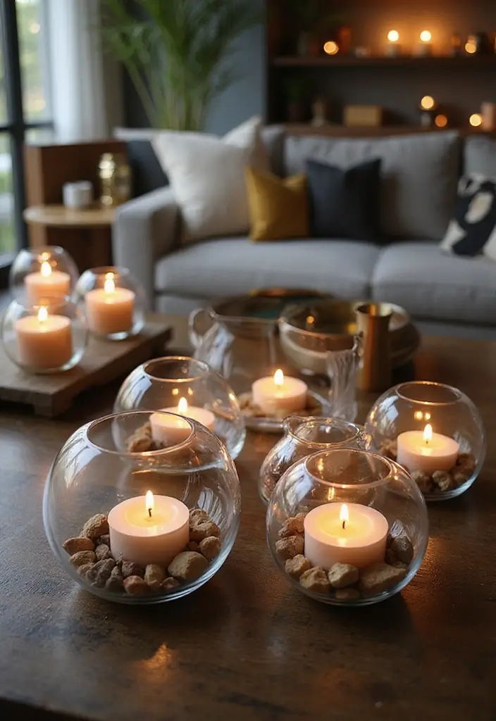 30+ Glass Candle Holder Decor Ideas That Feel Warm and Cozy 38 30+ Glass Candle Holder Decor Ideas That Feel Warm and Cozy - 14. Glass Bubble Candle Holders