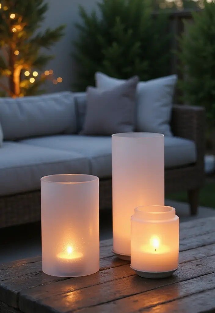 30+ Glass Candle Holder Decor Ideas That Feel Warm and Cozy 53 30+ Glass Candle Holder Decor Ideas That Feel Warm and Cozy - 17. Frosted Glass Lantern Holders